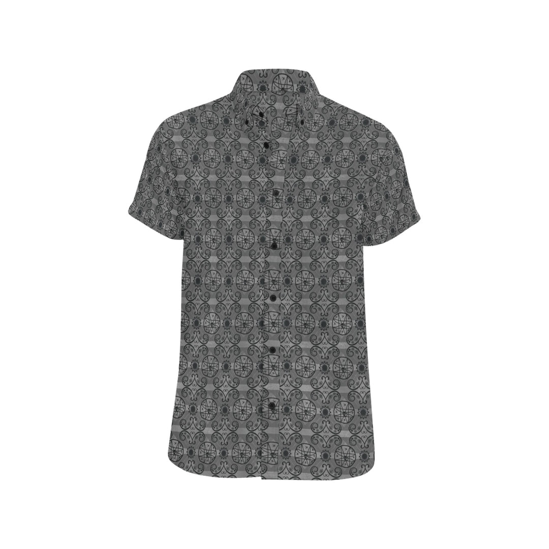 Mens short sleeve button down shirt Black/Grey Men's All Over Print Short Sleeve Shirt (Model T53)
