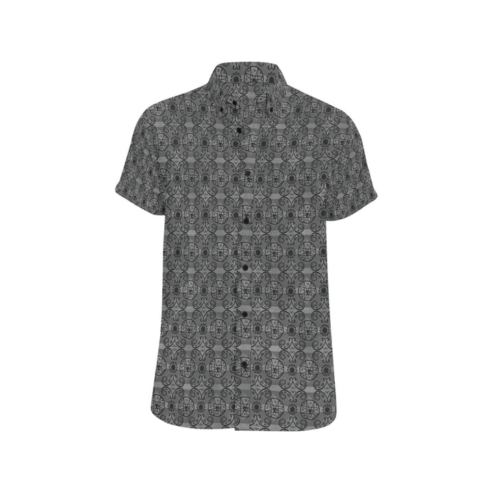 Mens short sleeve button down shirt Black/Grey Men's All Over Print Short Sleeve Shirt (Model T53)