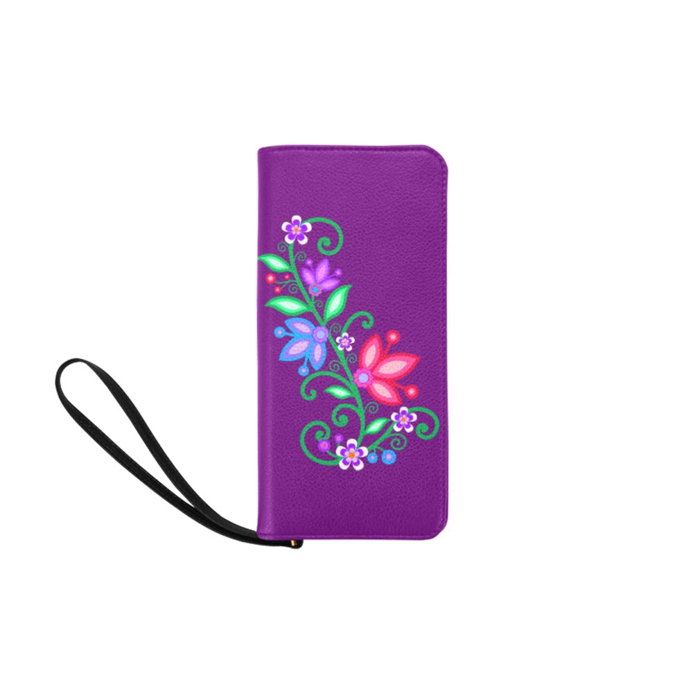 Wallet Clutch Floral Spray Purple