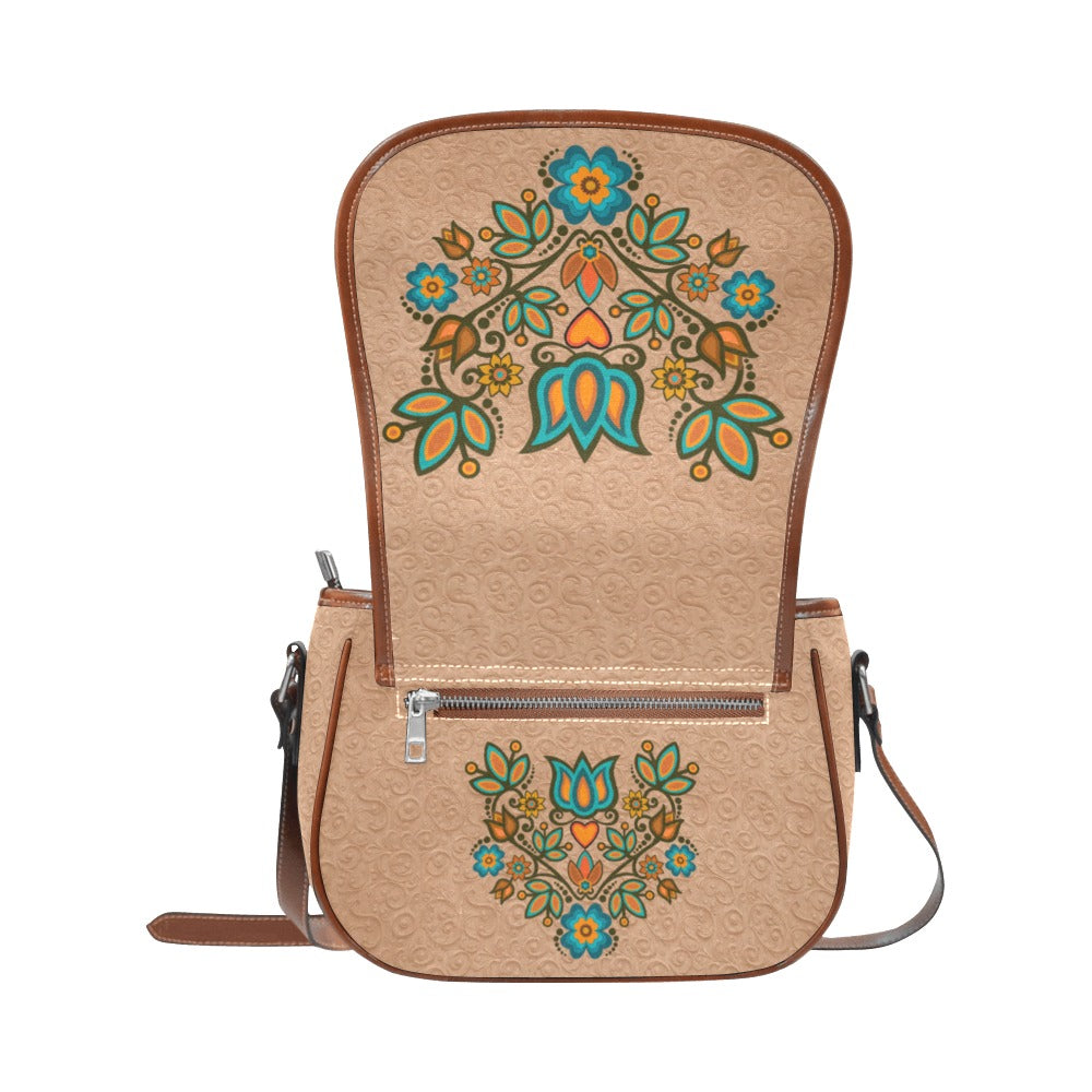 Saddle Bag Small Couture Florals Tan