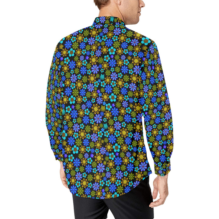 Mens Dress Shirt Retro Floral Men's