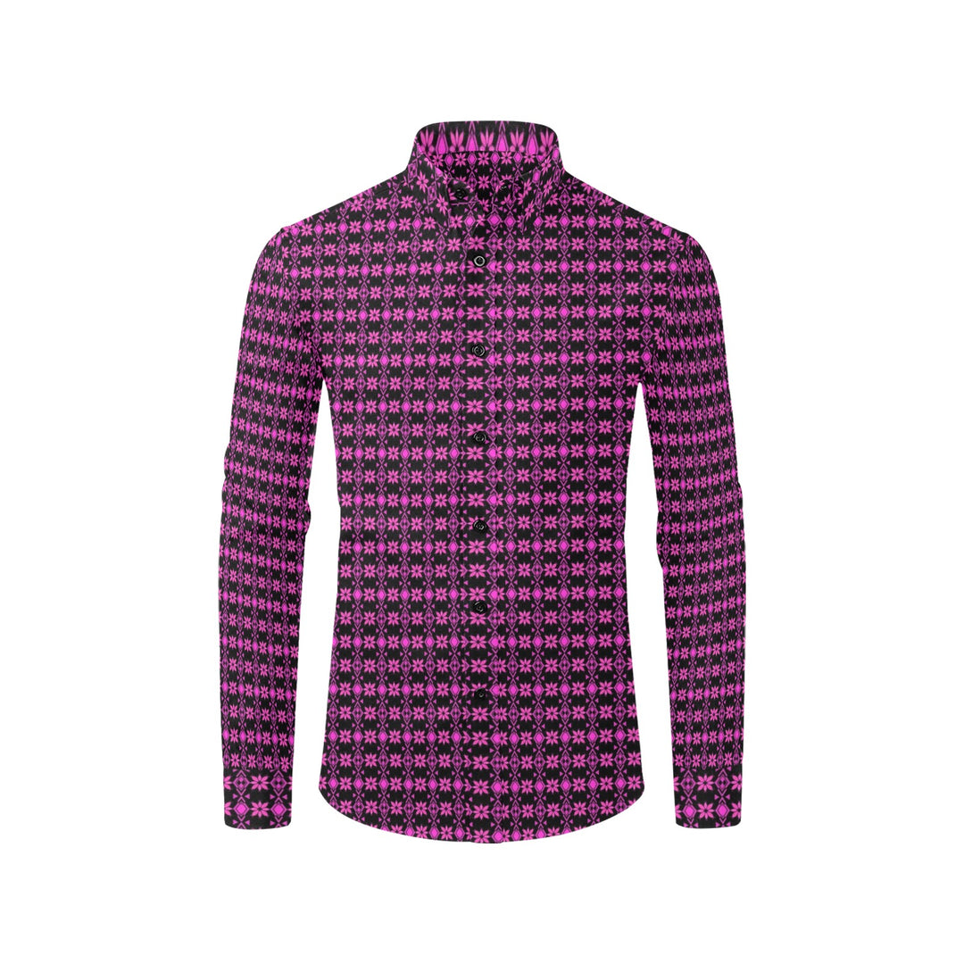 Mens Dress Shirt Aztec Floral Pink