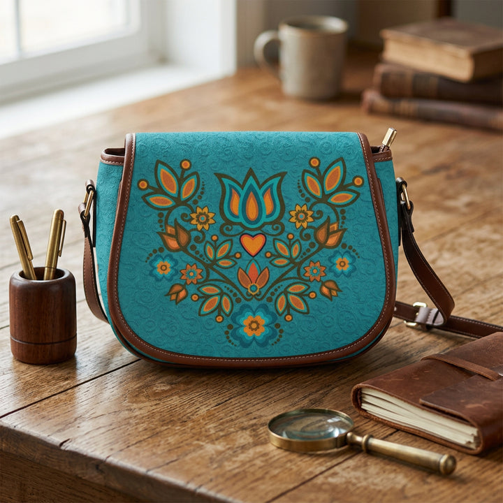 Saddle Bag Small Couture Floral Teal