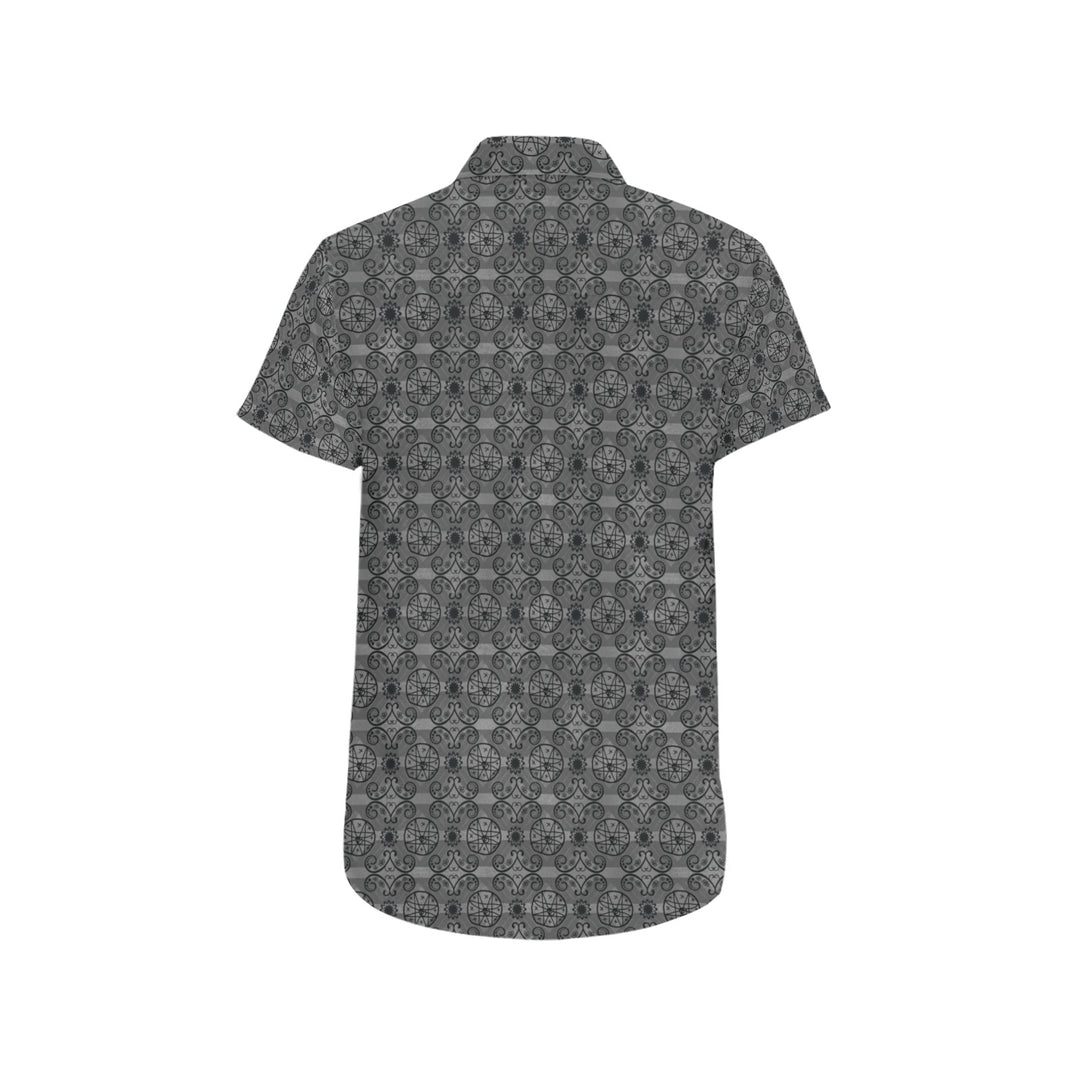 Mens short sleeve button down shirt Black/Grey Men's All Over Print Short Sleeve Shirt (Model T53)