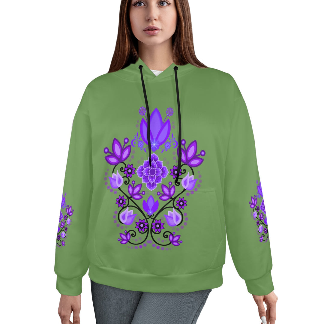 Women's Pull Over Hoodies Floral Scroll (Purple) Sage Women's All Over Print Hoodie (Model H61)