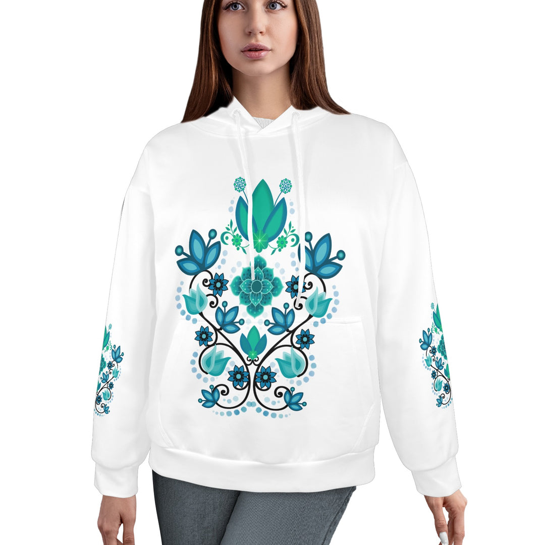 Women's Pull Over Hoodies Floral Scroll White Women's All Over Print Hoodie (Model H61)