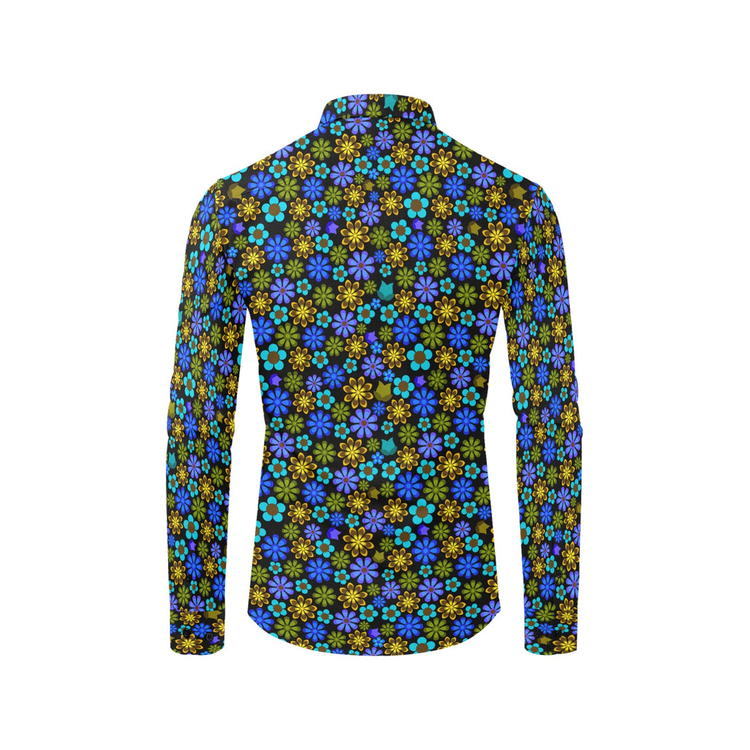 Mens Dress Shirt Retro Floral Men's