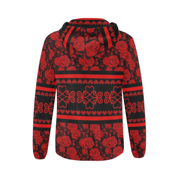 Rose All Over Print Full Zip Hoodie for Women