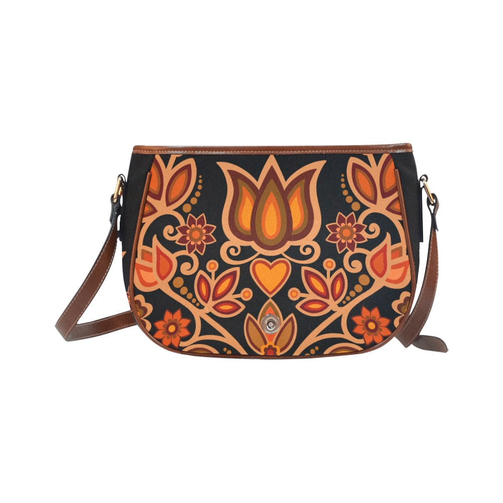 Saddle Bag Orange Floral