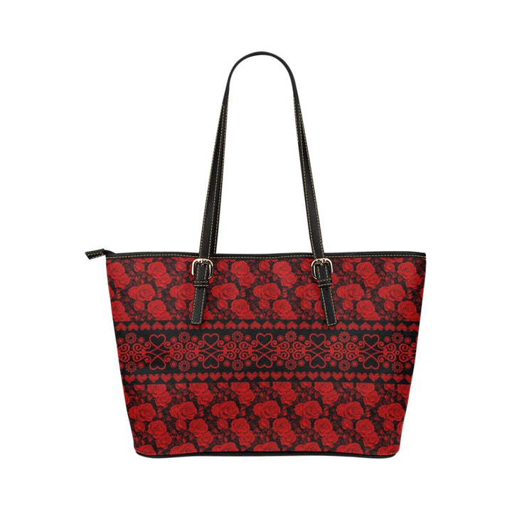 PU Leather Handbag Roses Red