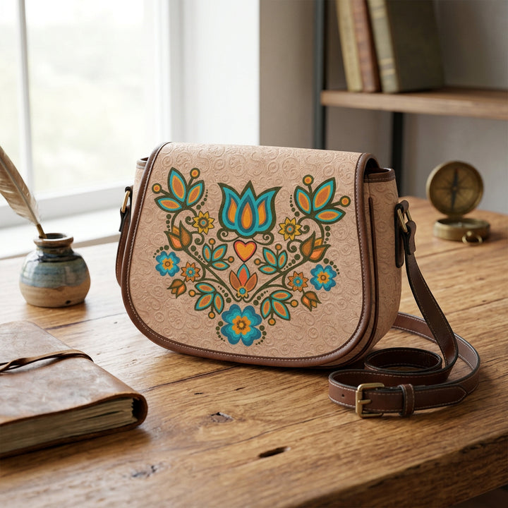 Saddle Bag Small Couture Florals Tan