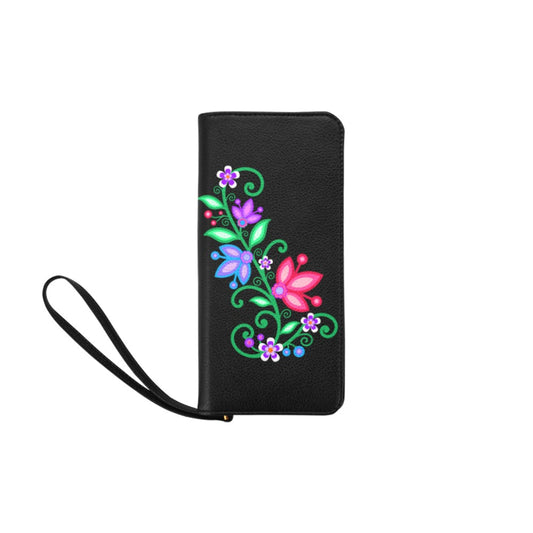Wallet Clutch Floral Spray Black