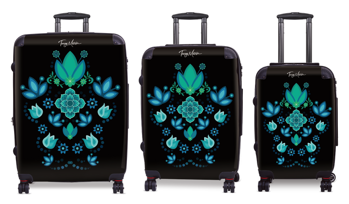Luggage Motif Flowers Teal