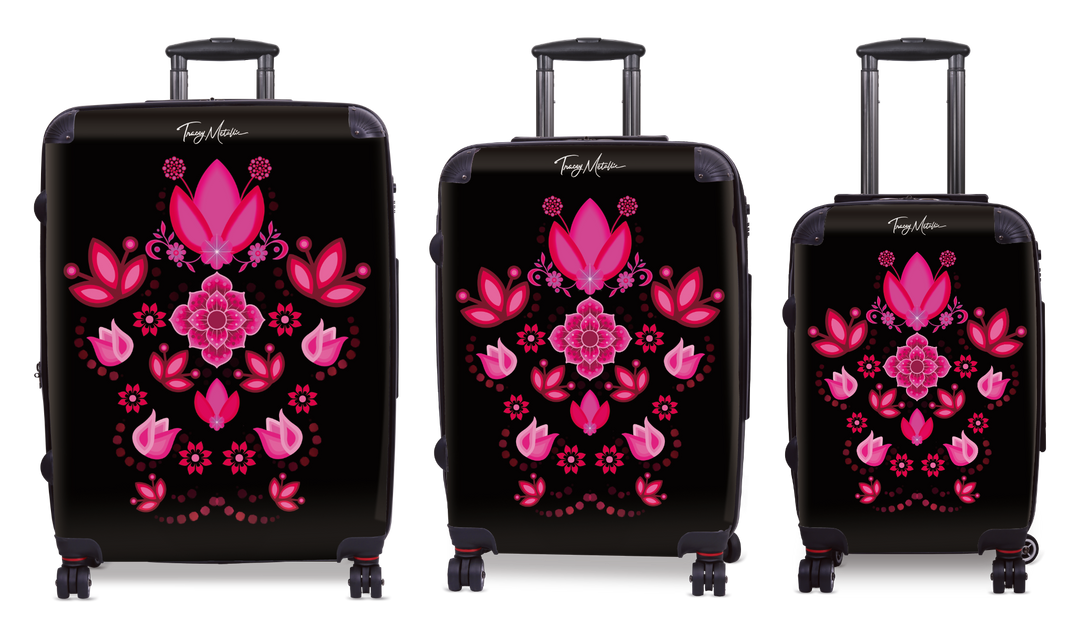 Luggage Motif Flowers Pink