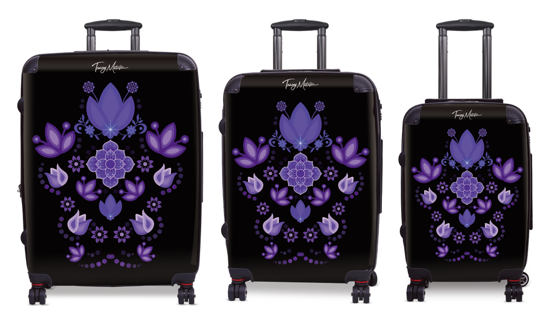 Luggage Motif Flowers Purple