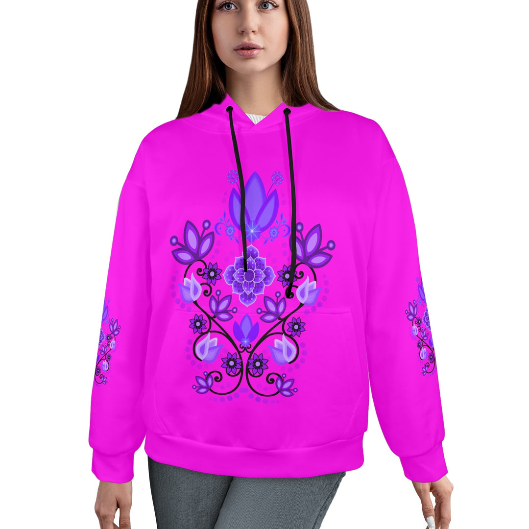 Women's Pull Over Hoodies Floral Scroll PINK Women's All Over Print Hoodie (Model H61)