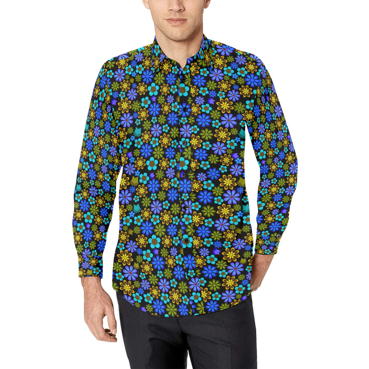 Mens Dress Shirt Retro Floral Men's