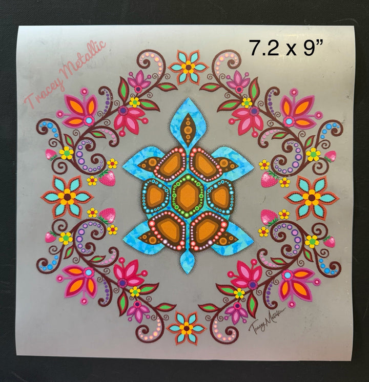 DTF Heat Transfers Floral Turtle