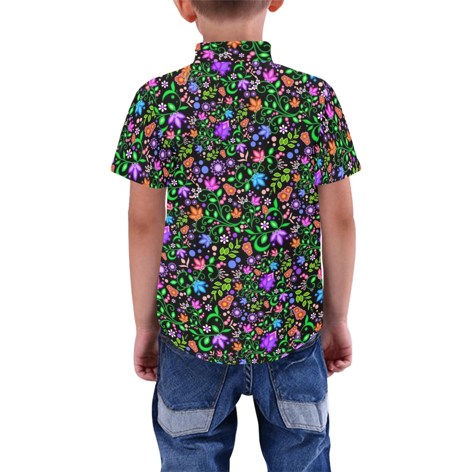 Boys Dress Shirt All Over Floral Black