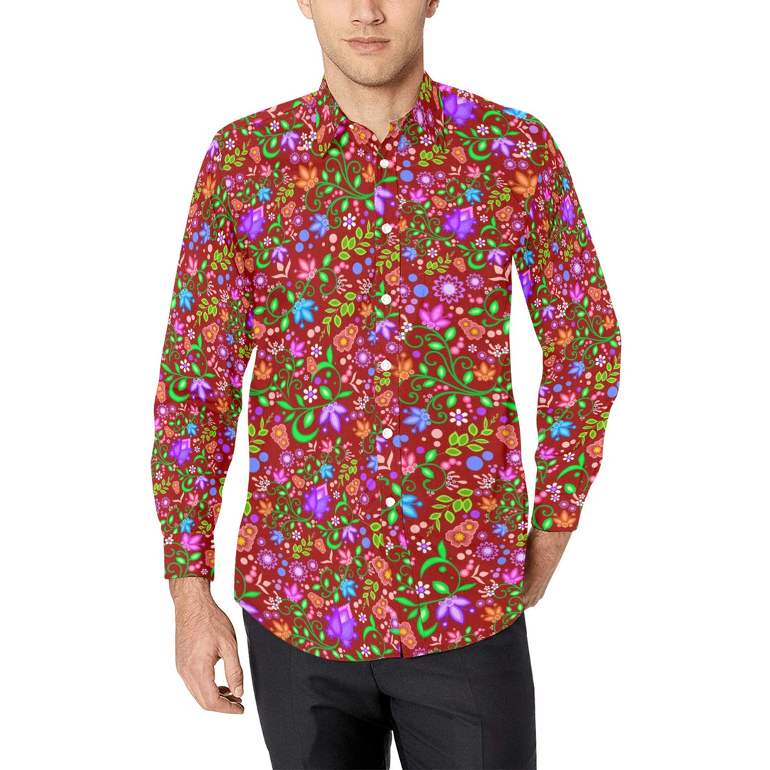 Mens Dress Shirt All Over Floral Red