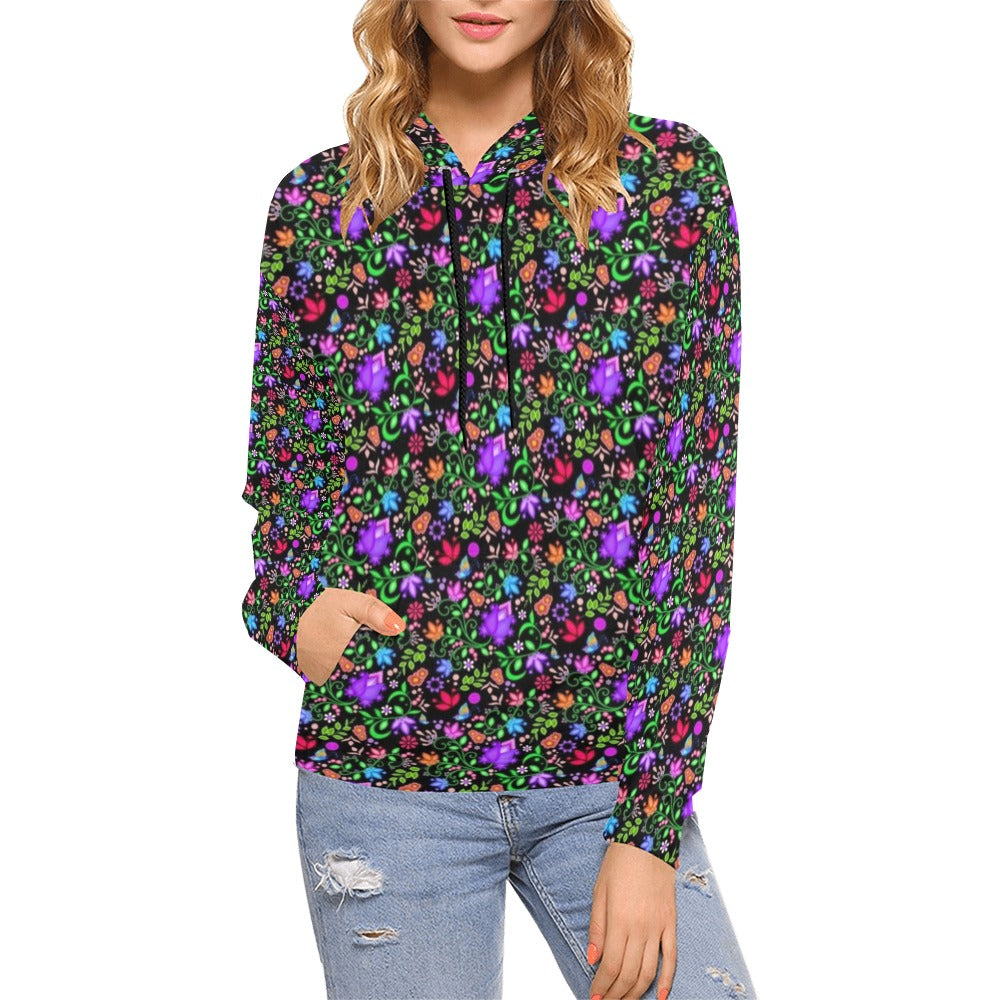Women's Hoodie All Over Floral (Black)