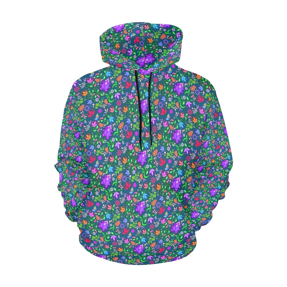 Women's Hoodie All Over Floral (Teal)