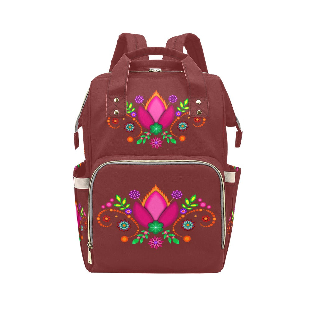 Backpack Single Floral Maroon