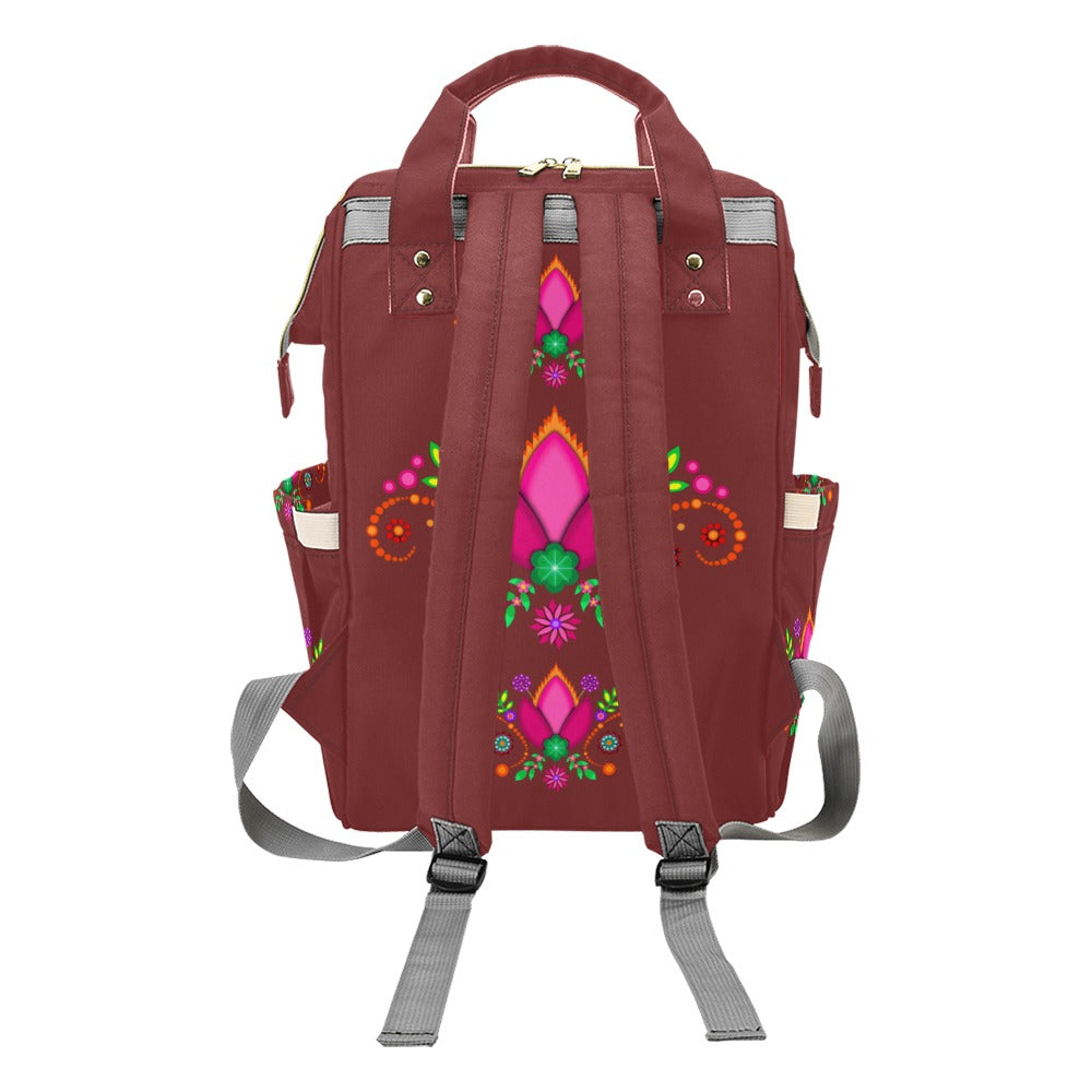 Backpack Single Floral Maroon