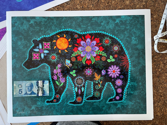 Teal Bear Art Poster
