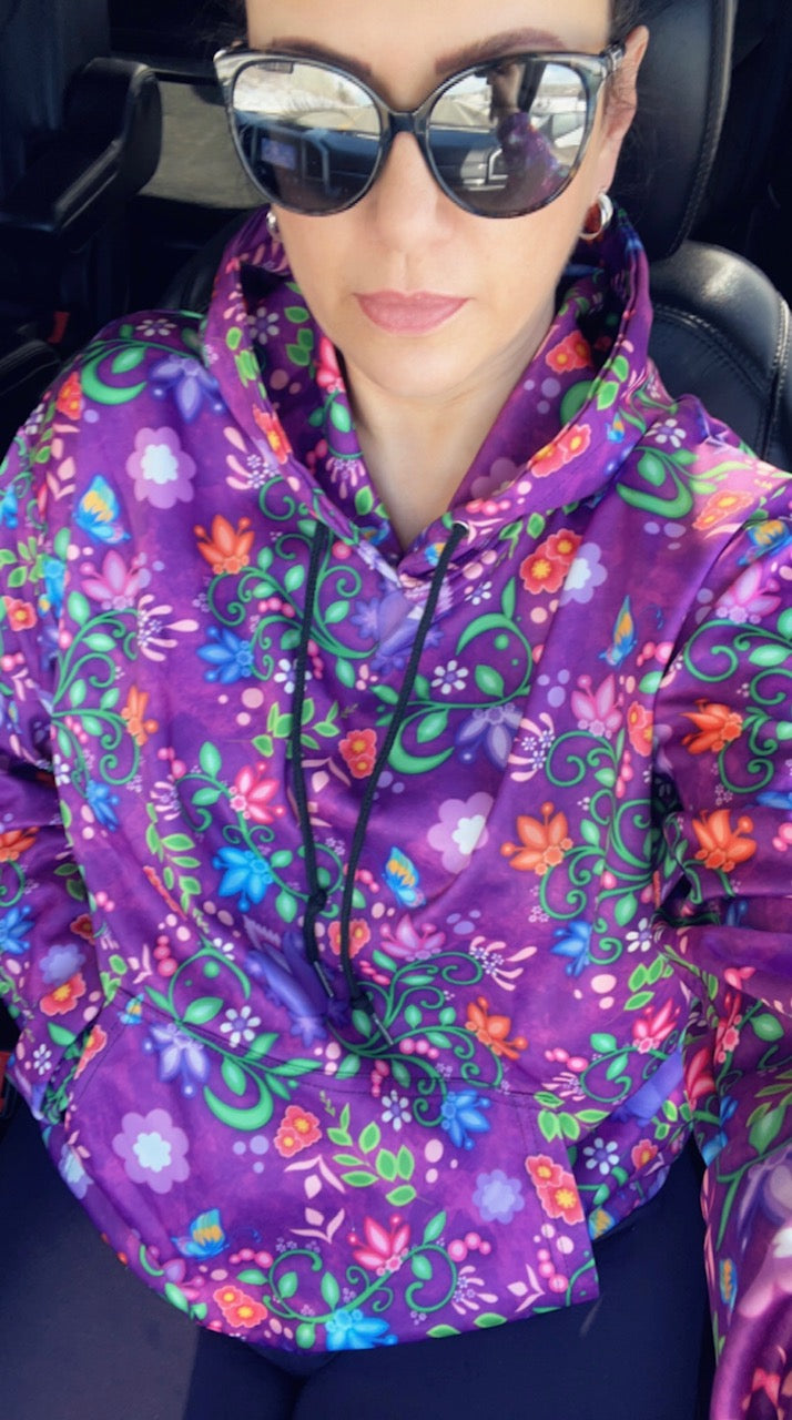 Women's Hoodie All Over Floral (Purple)