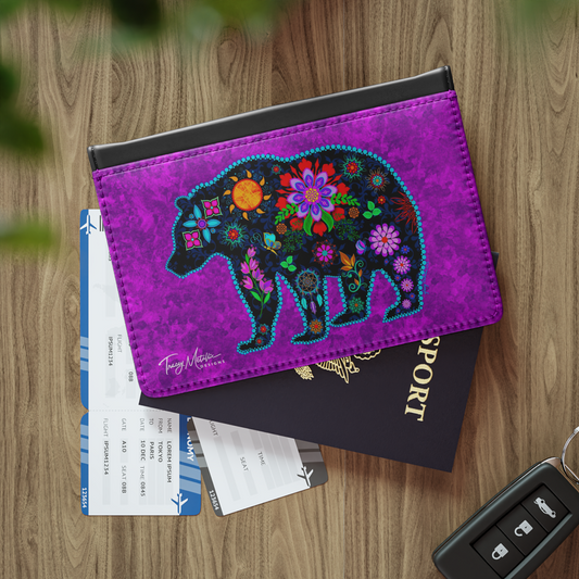 Passport Wallet Purple Bear