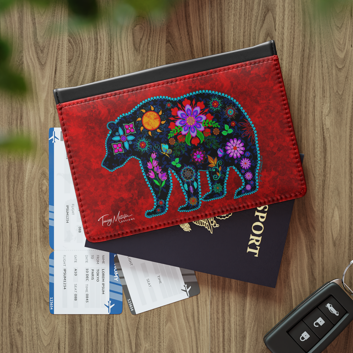 Passport Wallet Red Beaer