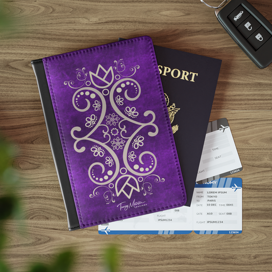 Passport Wallet Purple Motif