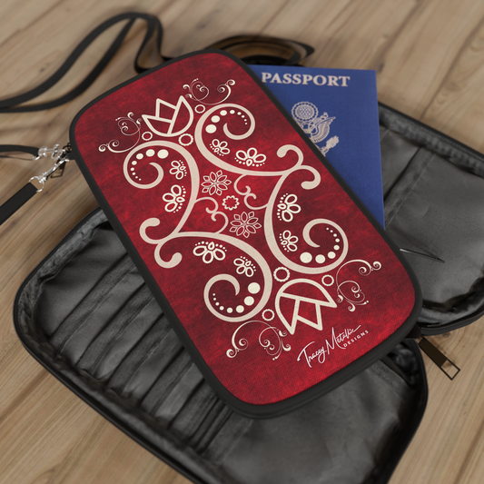 Passport/Document Carry Case Red Motif
