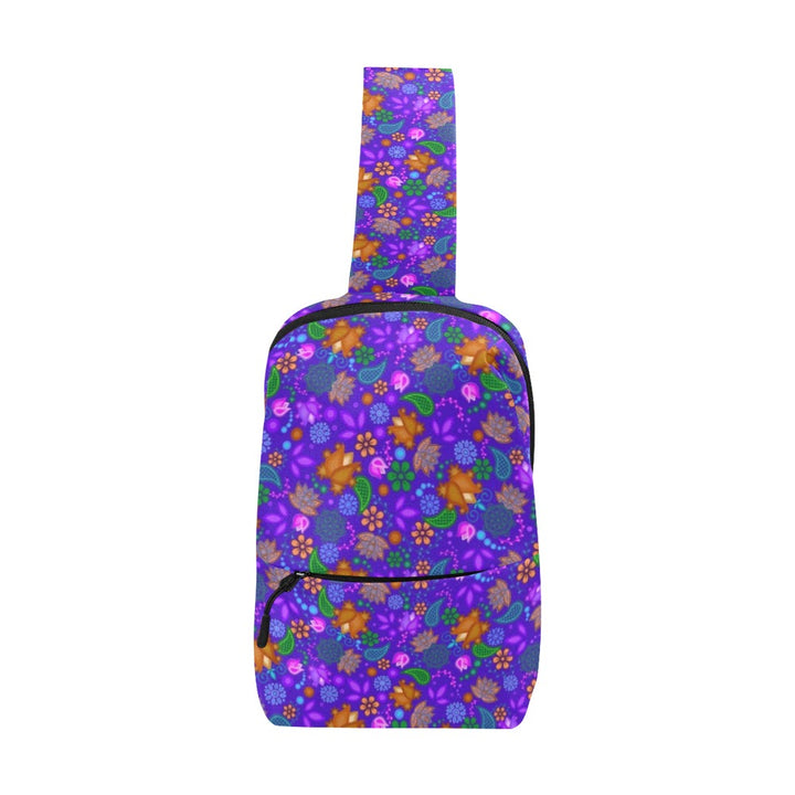 Chest Bag Classic Floral Pattern Purple