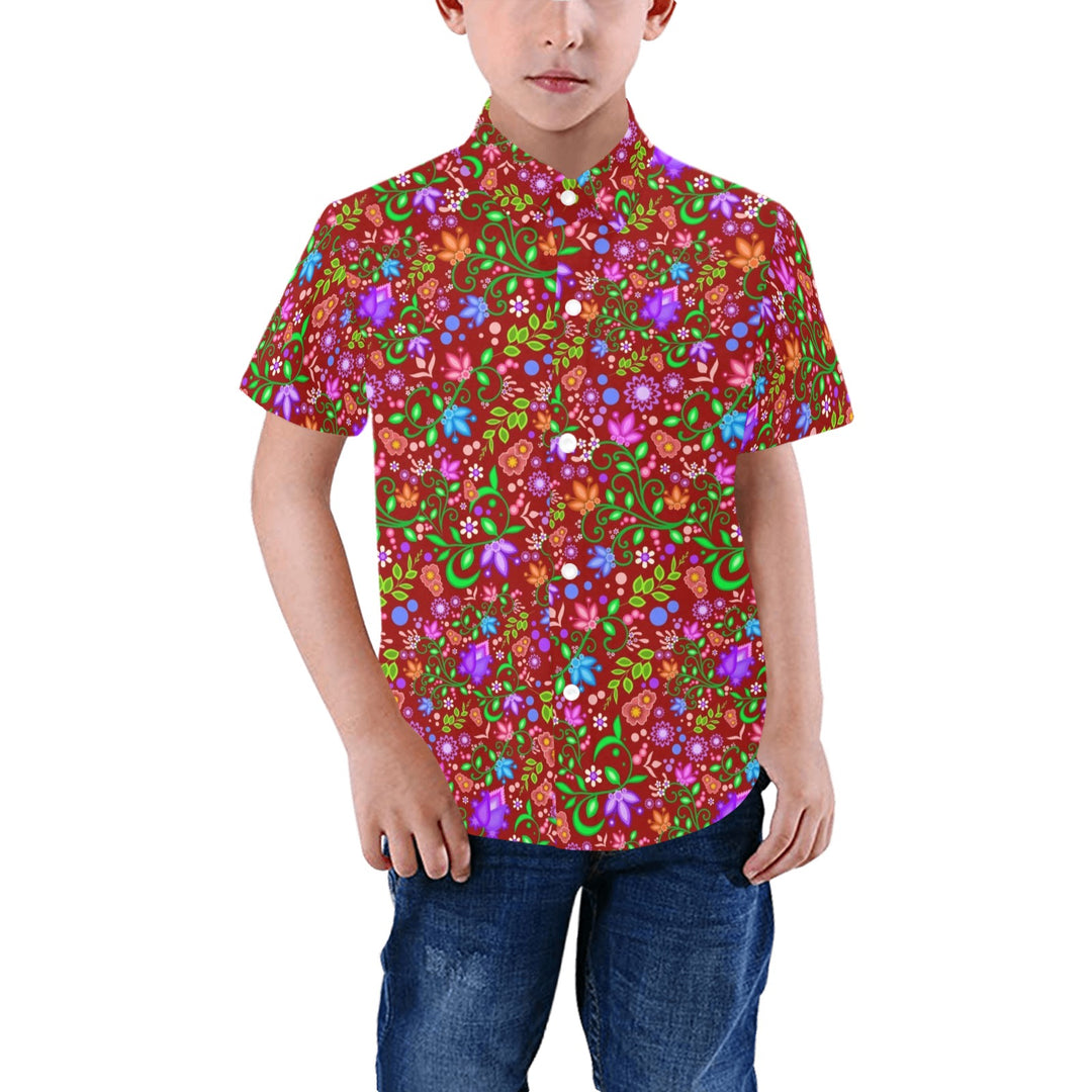 Boys Dress Shirt All Over Floral Red