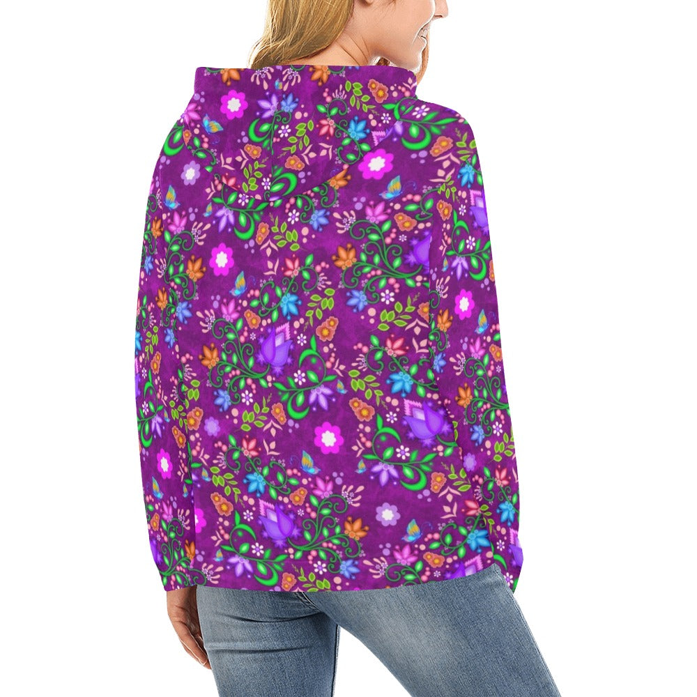 Women's Hoodie All Over Floral (Purple)